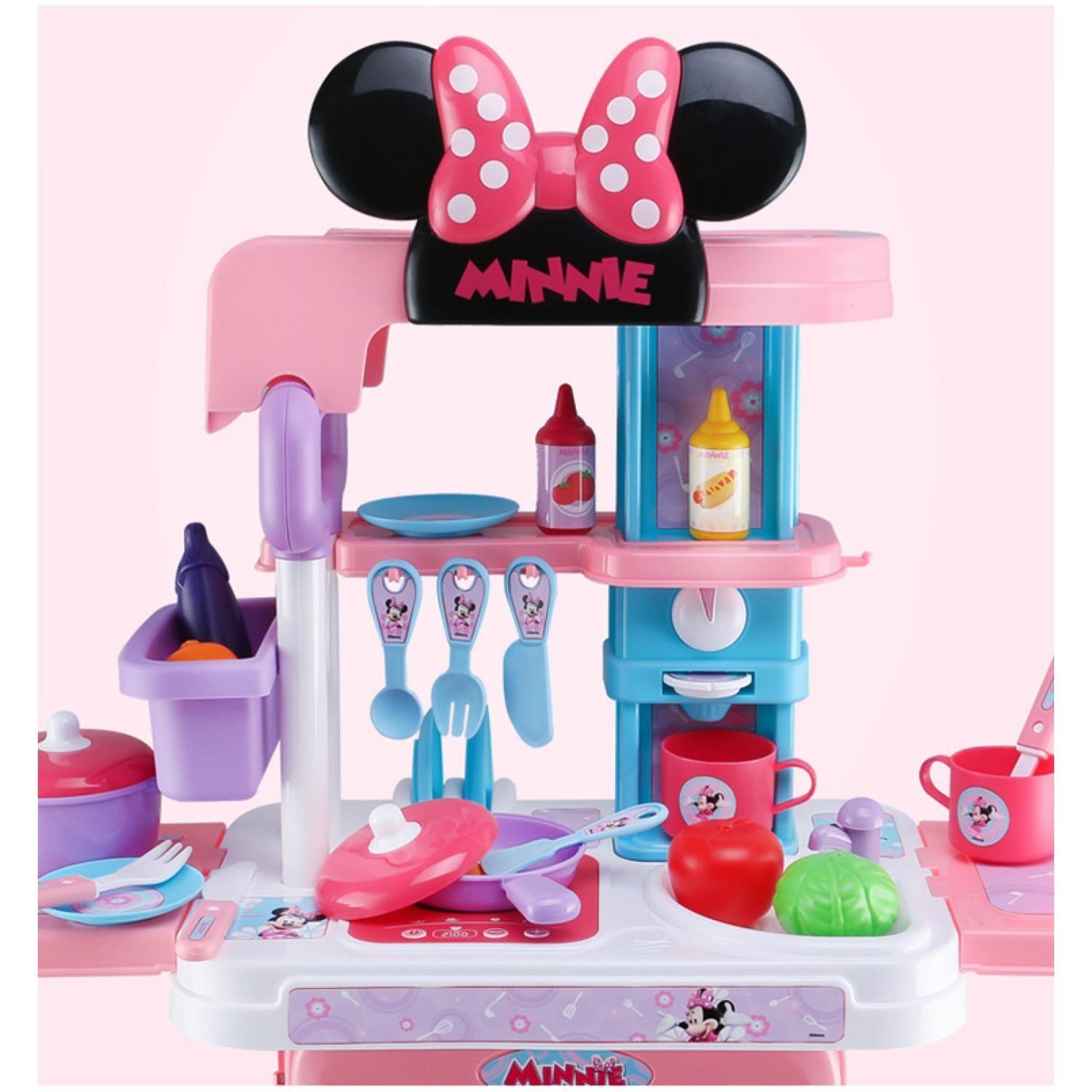 Juguete Set Maleta Cocina 23 Piezas 3 En 1 Rosada Minnie Mouse-2