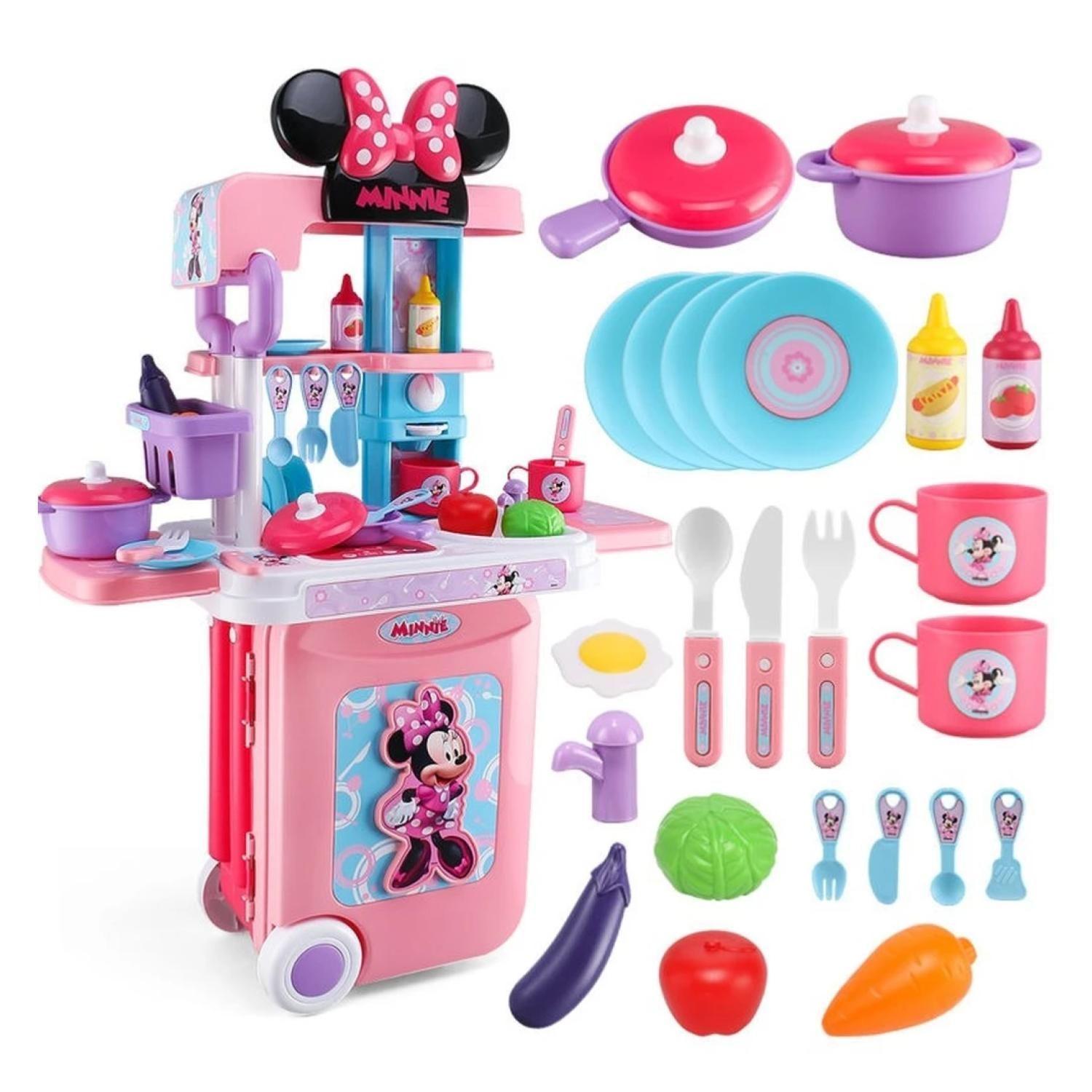 Juguete Set Maleta Cocina 23 Piezas 3 En 1 Rosada Minnie Mouse-3