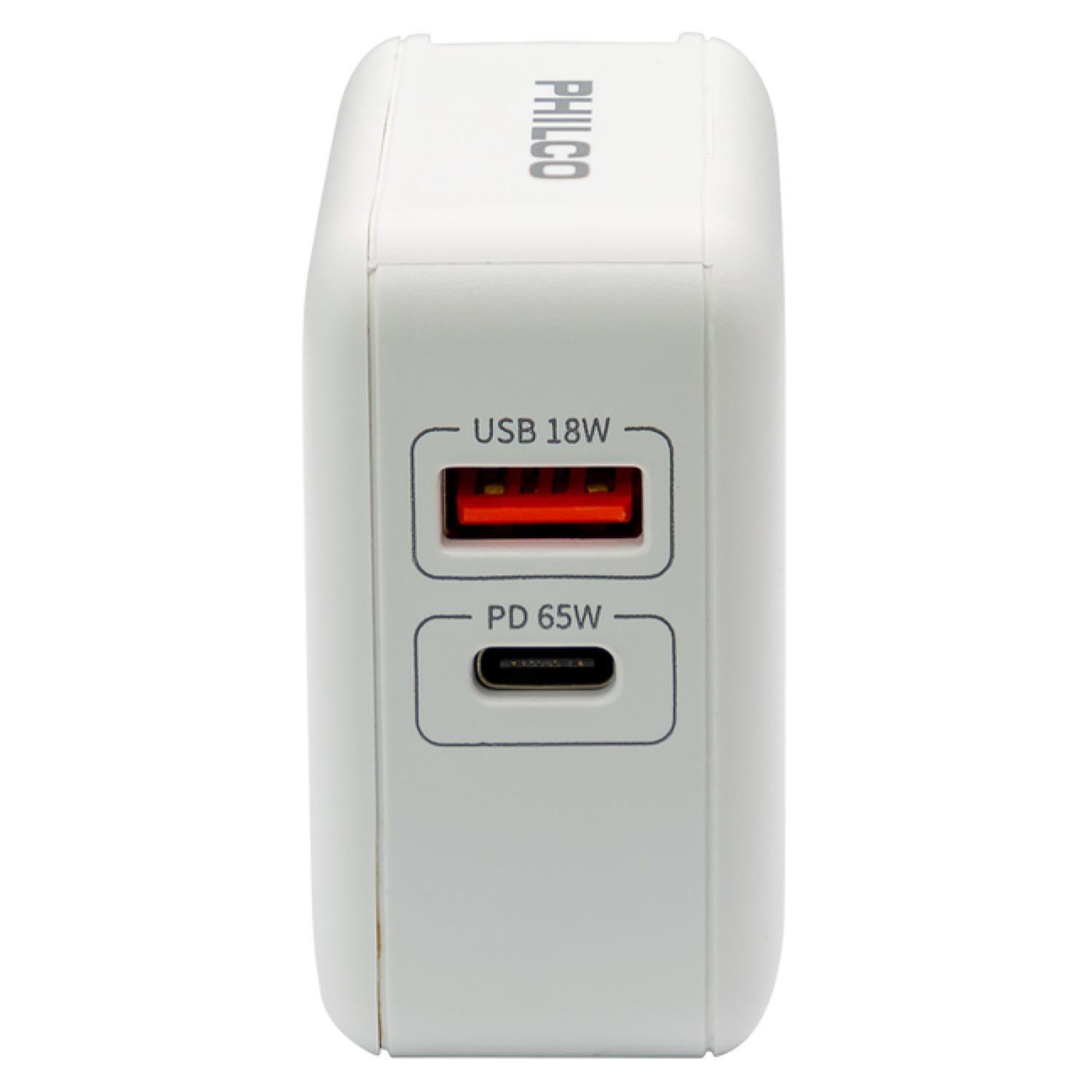 Cargador Super Rapido 65W USB 3.0 USB C Blanco QC665-4
