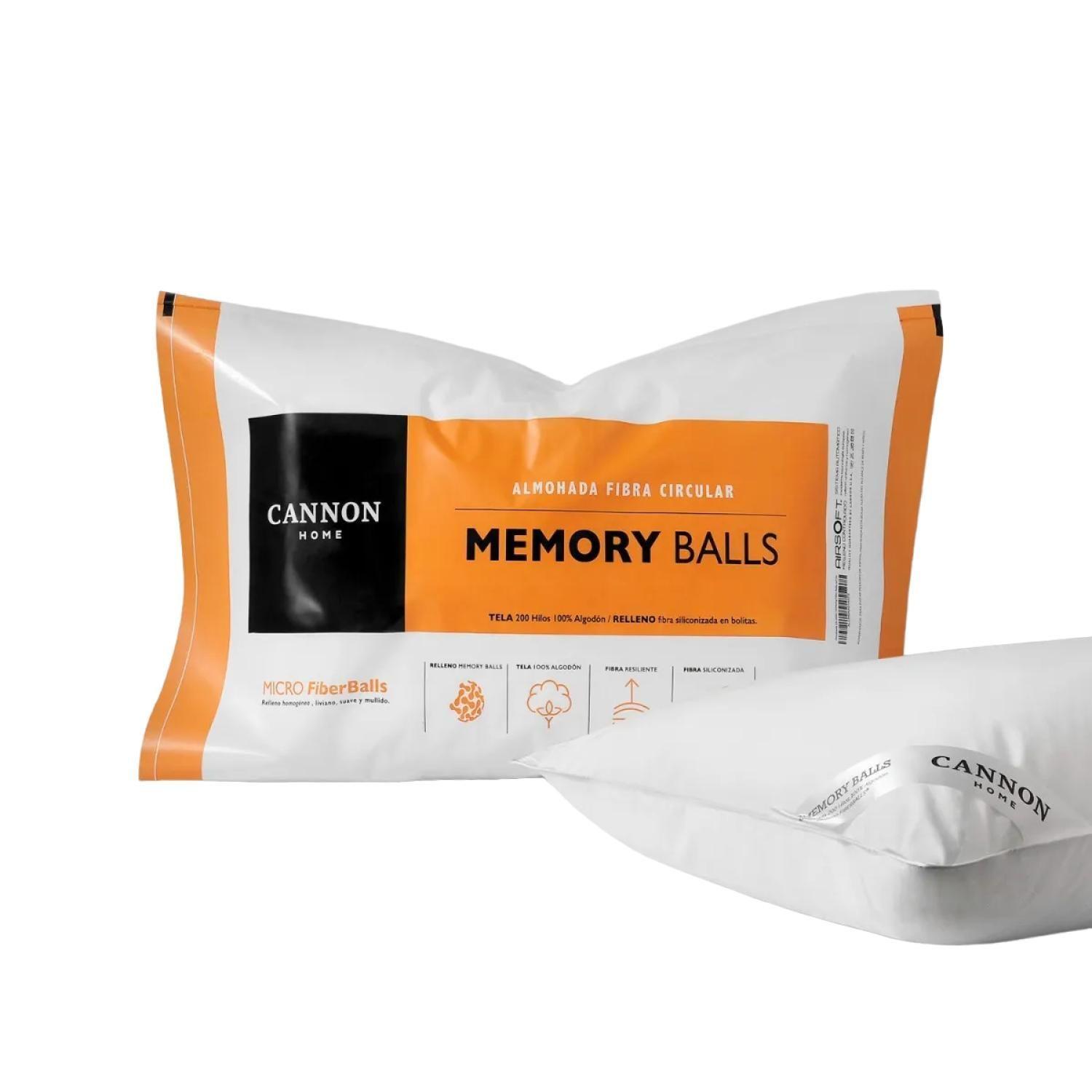 Almohada De Microfibra 50x70cm Blanco Memory Balls Cannon-2