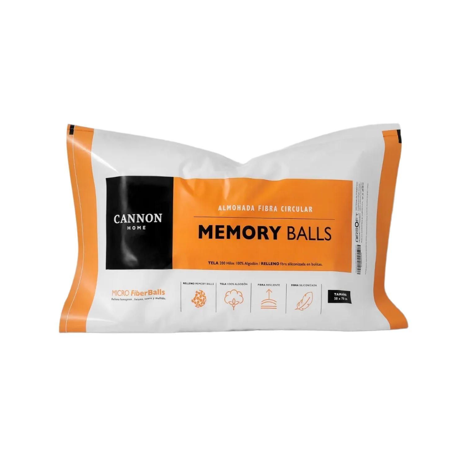 Almohada De Microfibra 50x70cm Blanco Memory Balls Cannon-0