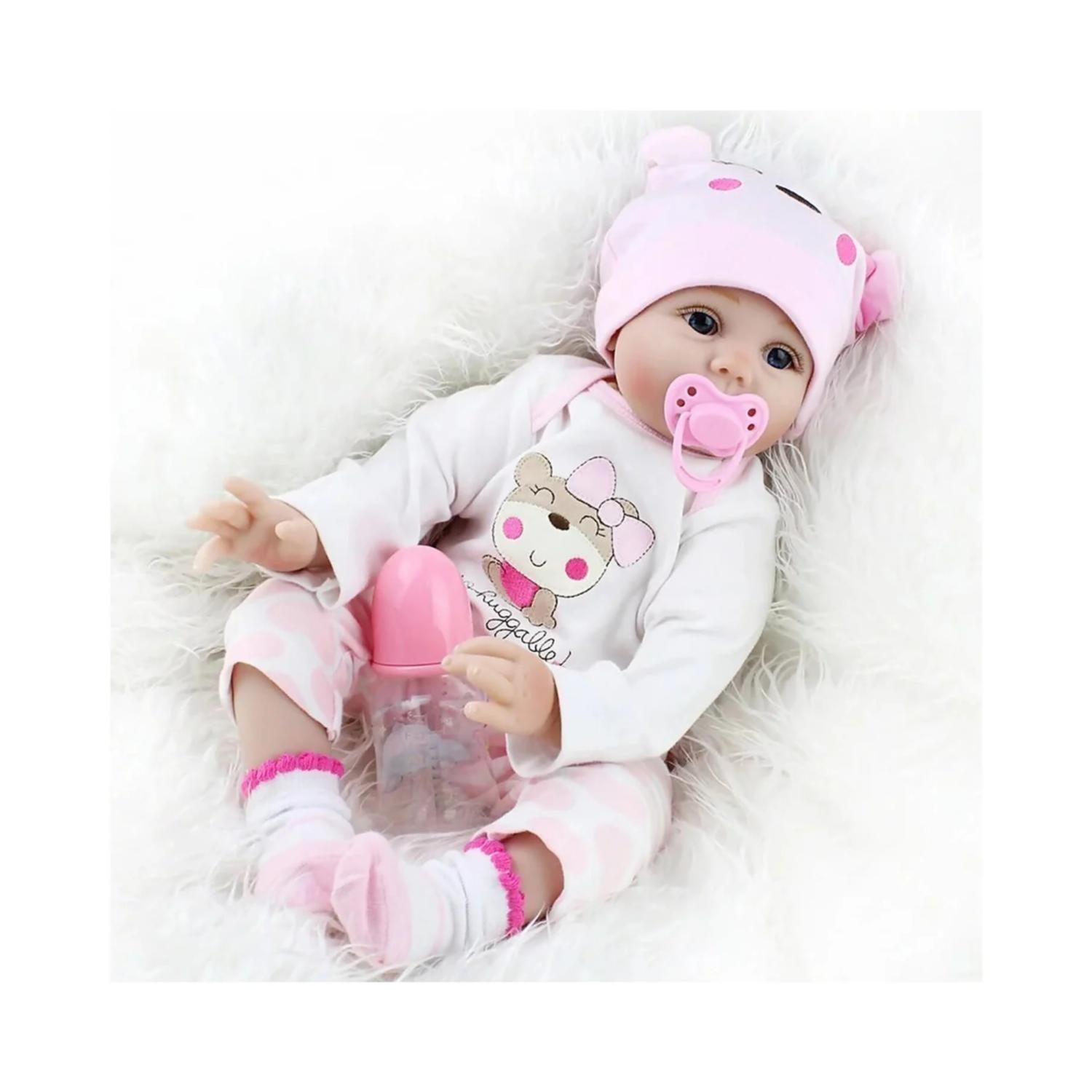 Juguete Muñeca Bebe Reborn 55cm Realista Rosado Infantil-4