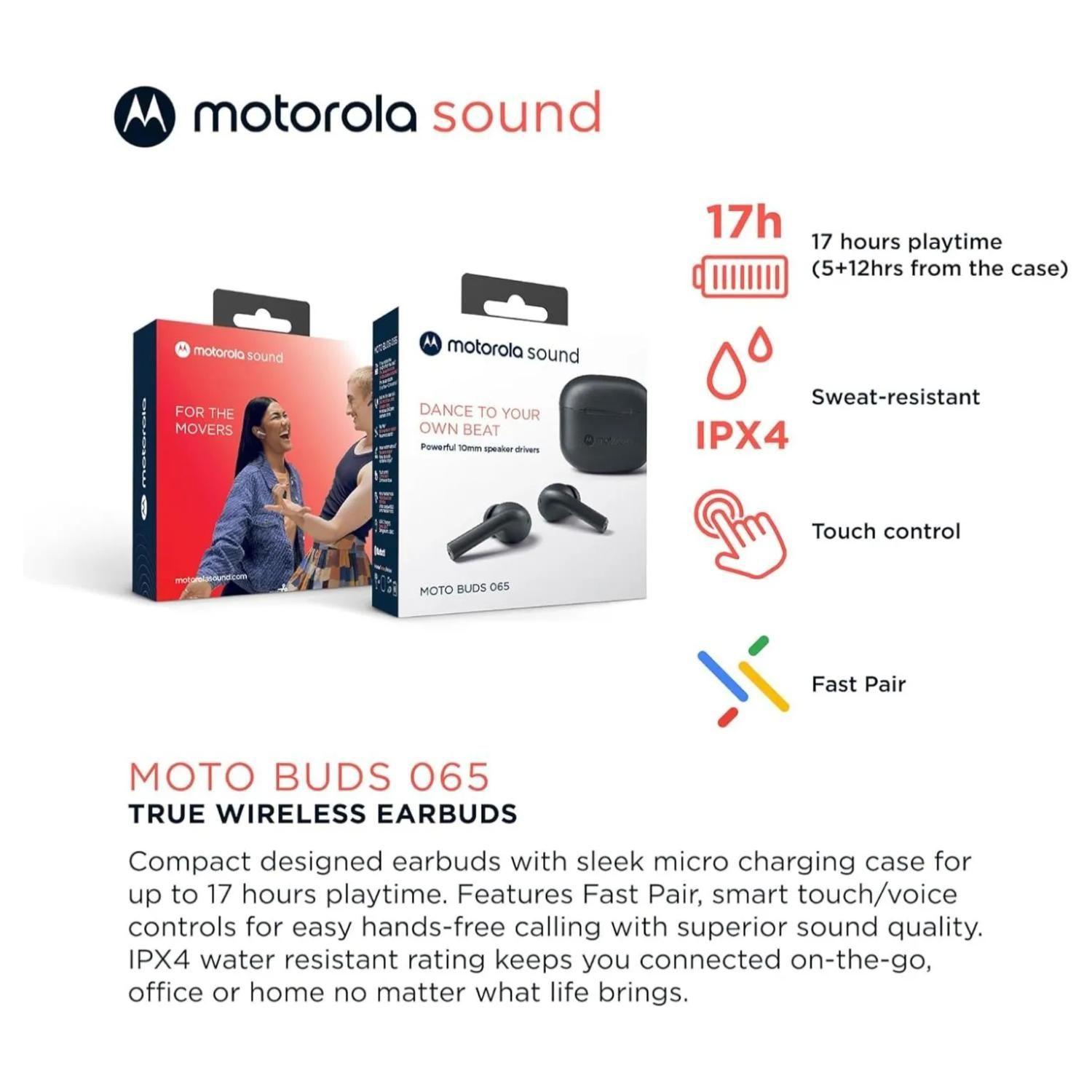 Audifonos Bluetooth TW IPX4 Recargables Moto Buds 065 Negro-3