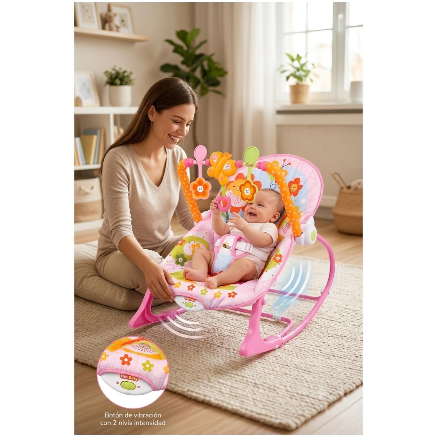 Silla Mecedora Didactica Con Sonidos Y Vibracion Rosado Infantil-3