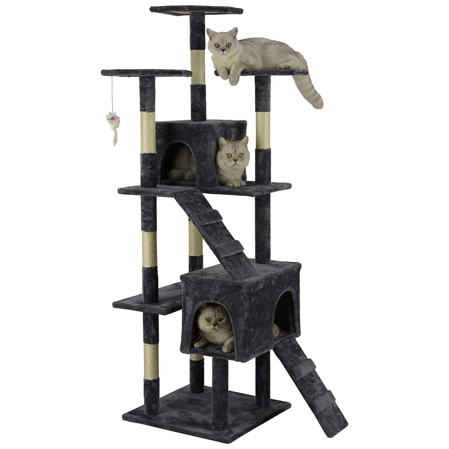 Rascador Ergonomico Para Gatos 160x81x53cm Gris Mascotas-0