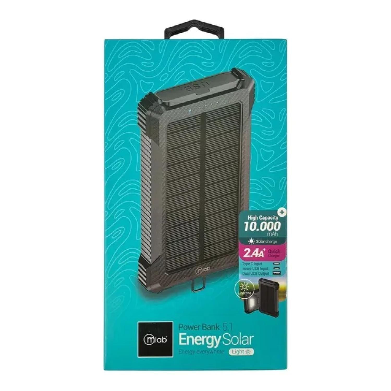 PowerBank Cargador Portatil 10000mAh Solar 2.4A Mlab-2