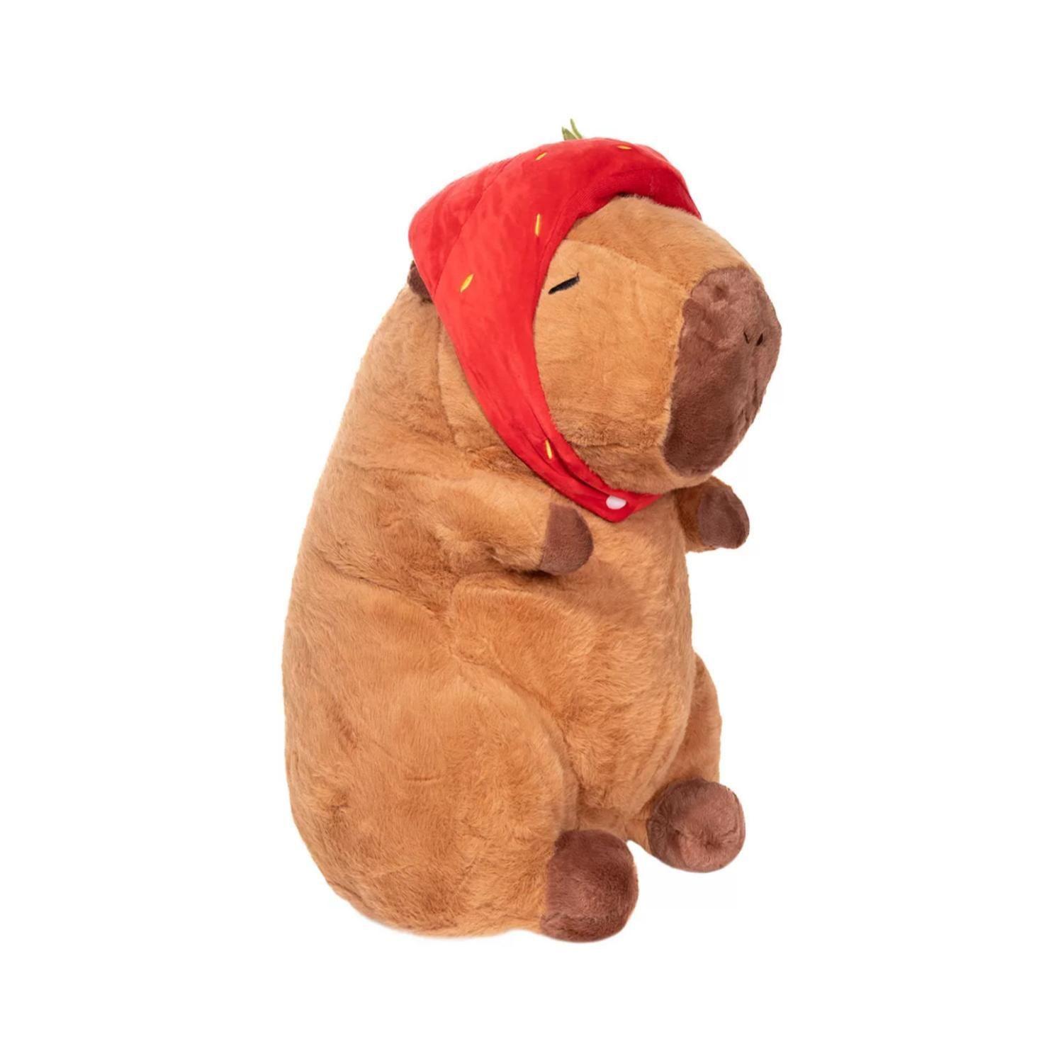 Juguete Peluche Capibara Con Gorro Frutilla 30cm Infantil-0