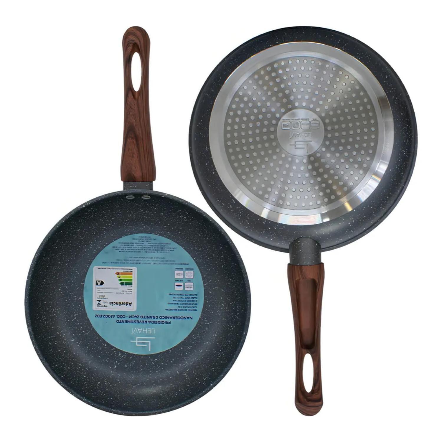 Sarten De Induccion Antiadherente 24cm Con Mango De Madera-3