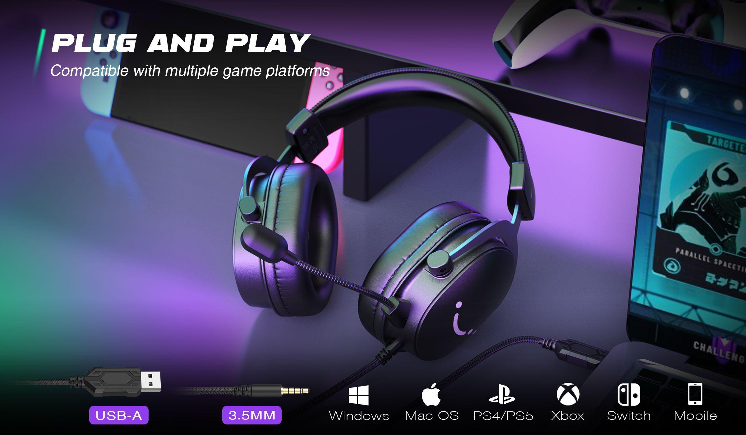 FIFINE AmpliGame H9 – Auriculares Gaming 7.1 con Micrófono Pro, Ultra Cómodos y Multiplatafo-6