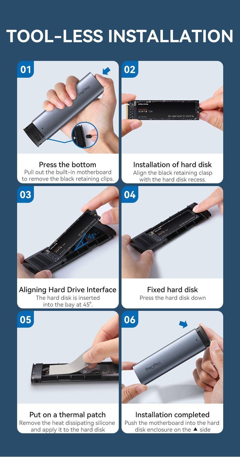 Case Cofre Disco Duro Usb C 3 0 M2 Nvme 10 Gbps Veggieg Gris-5