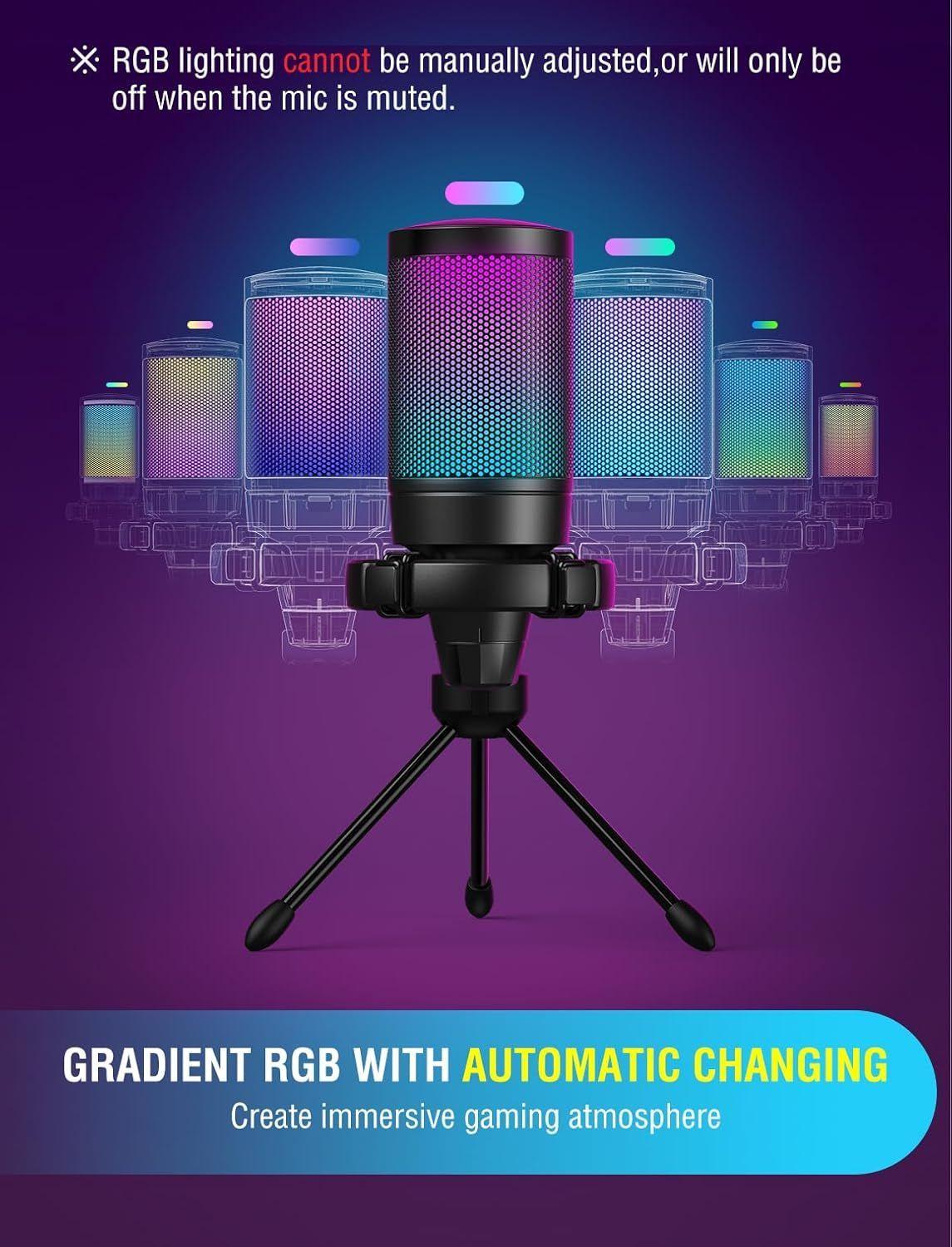 Micrófono FIFINE AmpliGame A6V RGB – USB Condensador para Streaming, Gaming -6