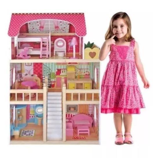 Casa de muñecas clasica de amdera con 19 accesorios w06a163f-0