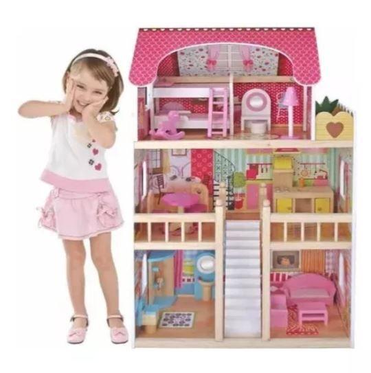Casa de muñecas clasica de amdera con 19 accesorios w06a163f-1