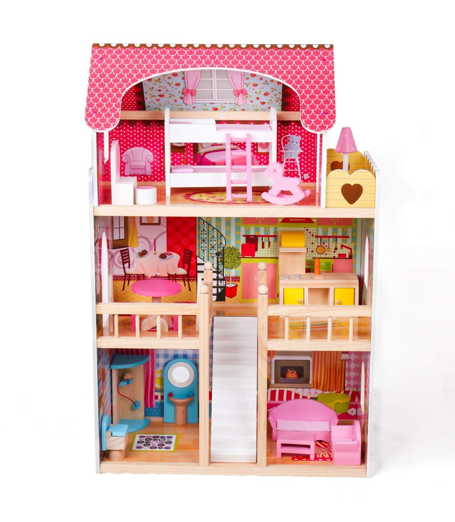 Casa de muñecas clasica de amdera con 19 accesorios w06a163f-4