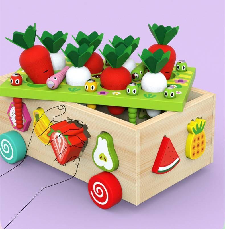  Juego madera didáctico zanahorias gusano formas W12D467-5