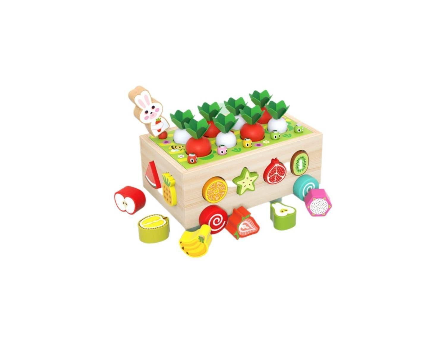  Juego madera didáctico zanahorias gusano formas W12D467-0