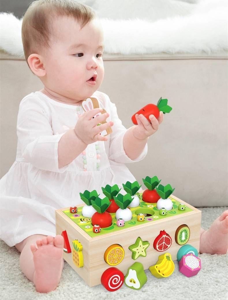  Juego madera didáctico zanahorias gusano formas W12D467-3