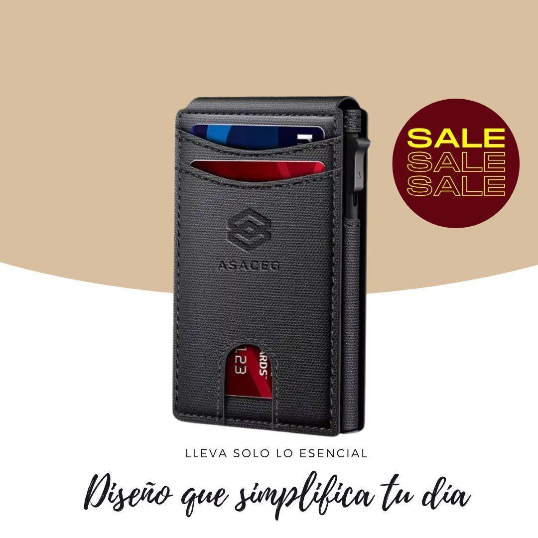 Tarjetero Asaceg A1 Negro - Cuero genuino Con Rfid Automático Negro-2