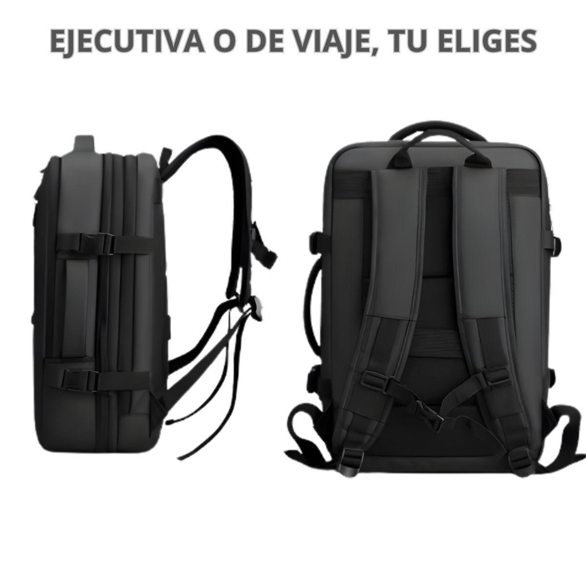Mochila De Viaje Asaceg - Expandible 29-39l Impermeable Negro Liso-4