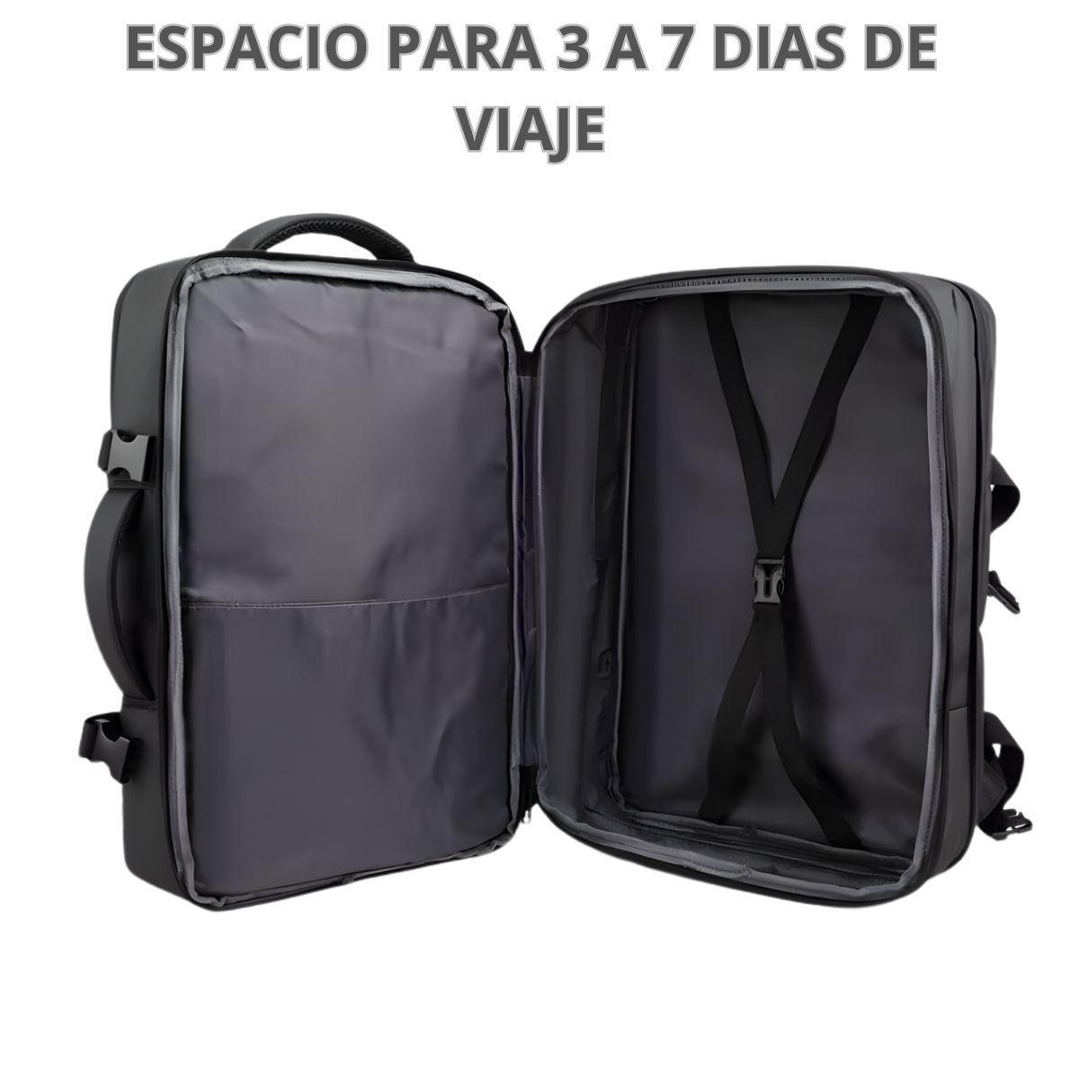 Mochila De Viaje Asaceg - Expandible 29-39l Impermeable Negro Liso-5