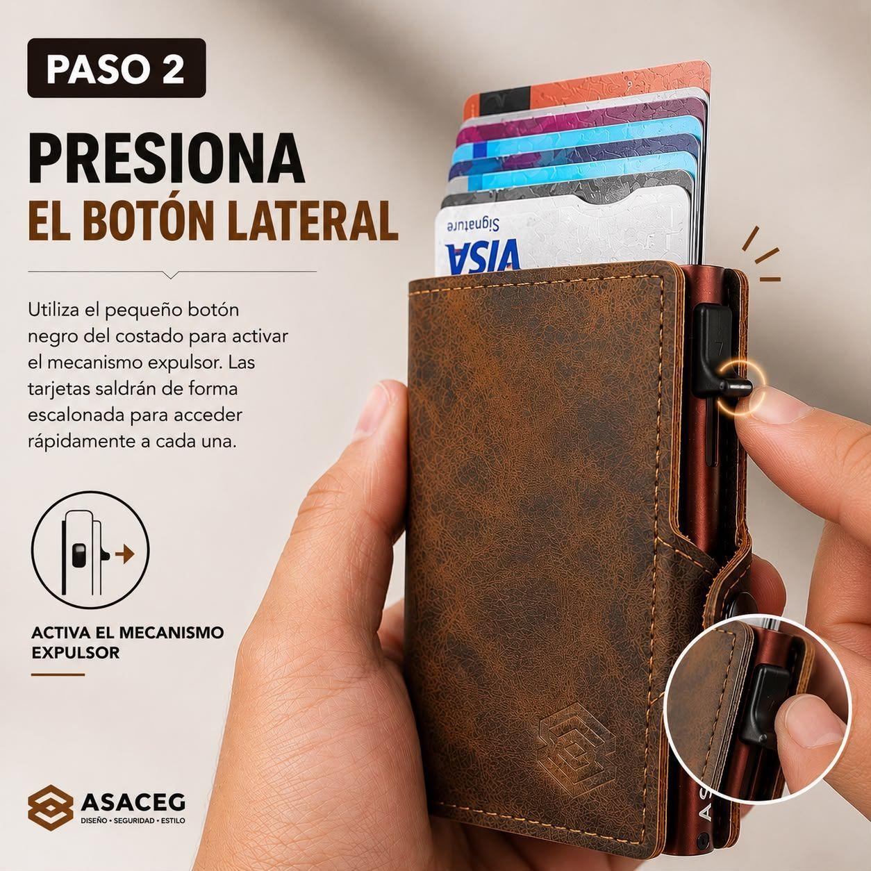 Billetera Y Tarjetero Asaceg Con Bloqueo Rfid Cuero Pu-2