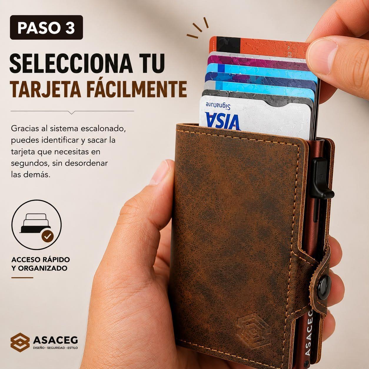 Billetera Y Tarjetero Asaceg Con Bloqueo Rfid Cuero Pu-3