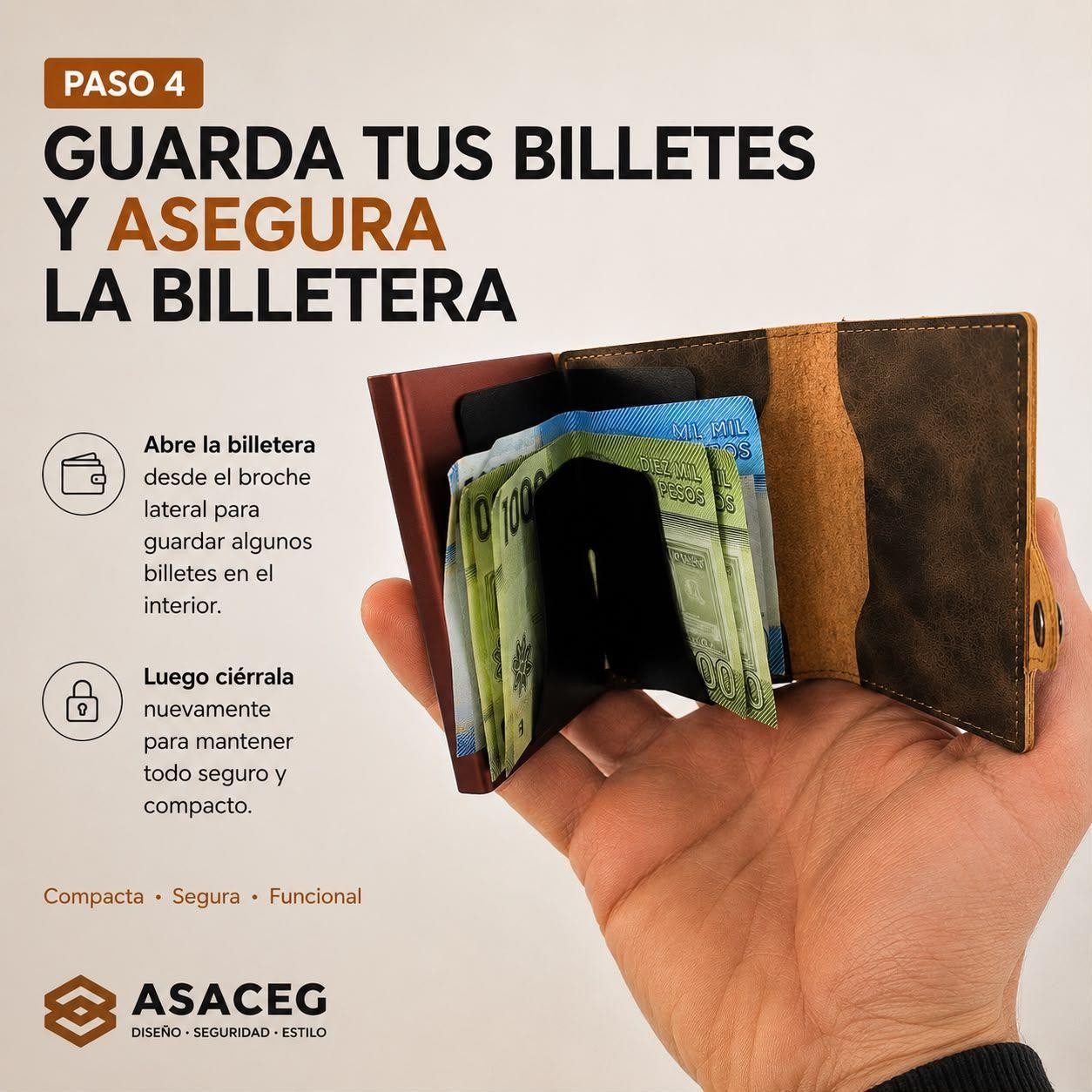Billetera Y Tarjetero Asaceg Con Bloqueo Rfid Cuero Pu-4
