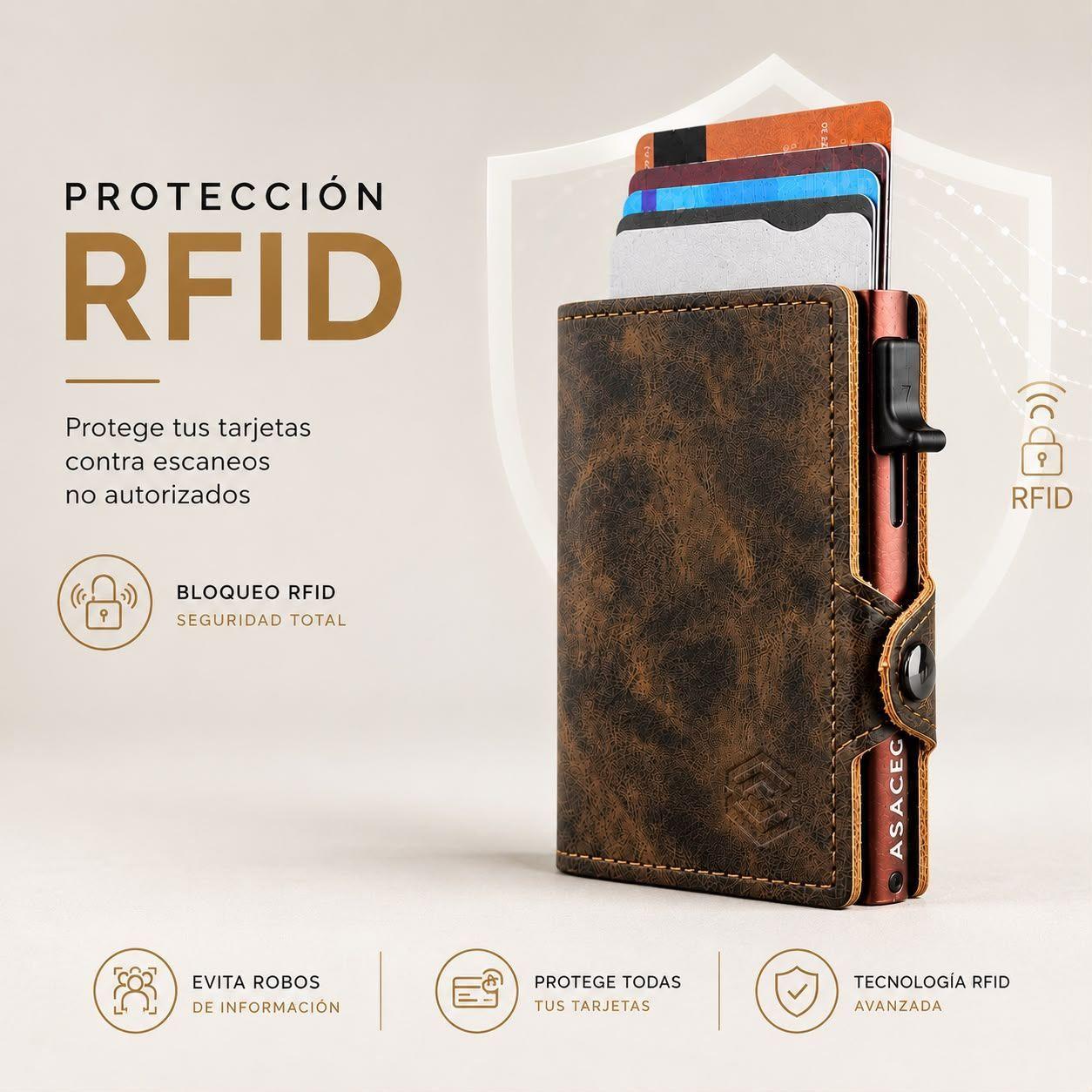 Billetera Y Tarjetero Asaceg Con Bloqueo Rfid Cuero Pu-6
