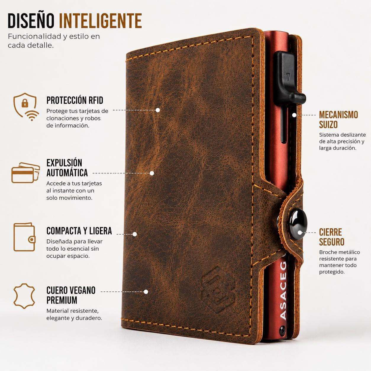 Billetera Y Tarjetero Asaceg Con Bloqueo Rfid Cuero Pu-8