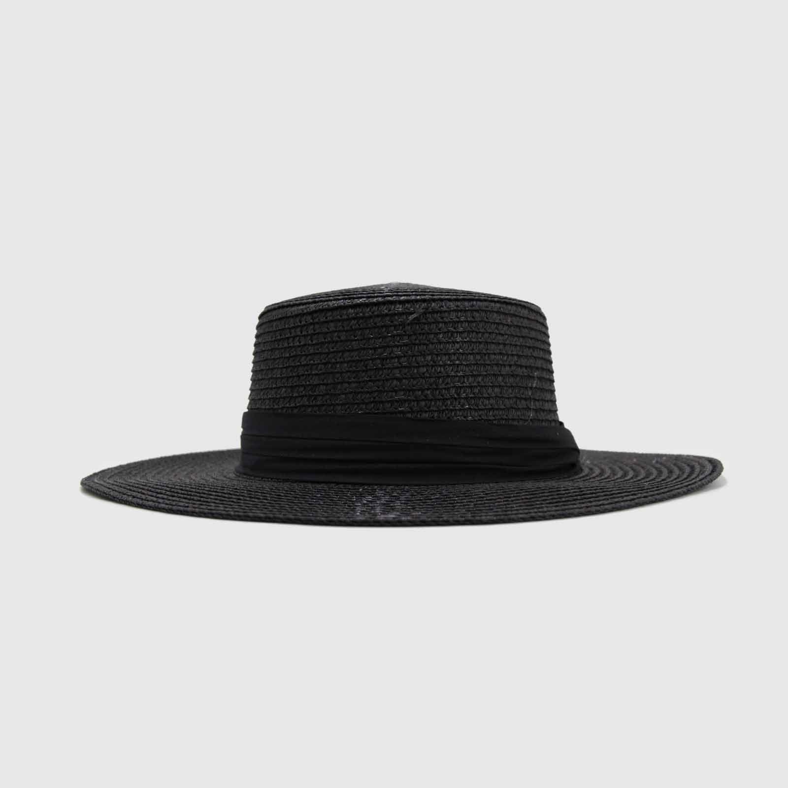 Sombrero rafia plano negro 0078NE-0