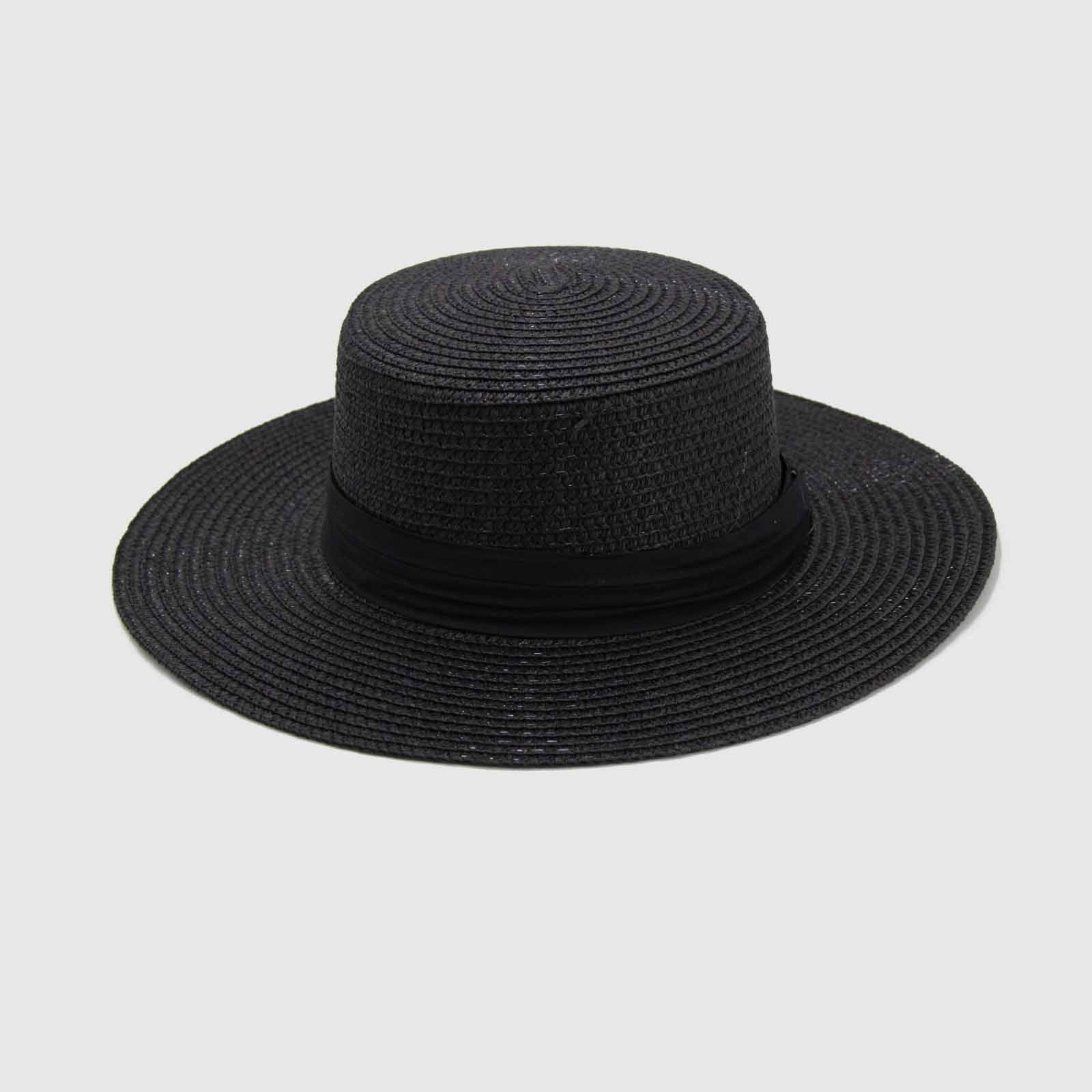 Sombrero rafia plano negro 0078NE-1