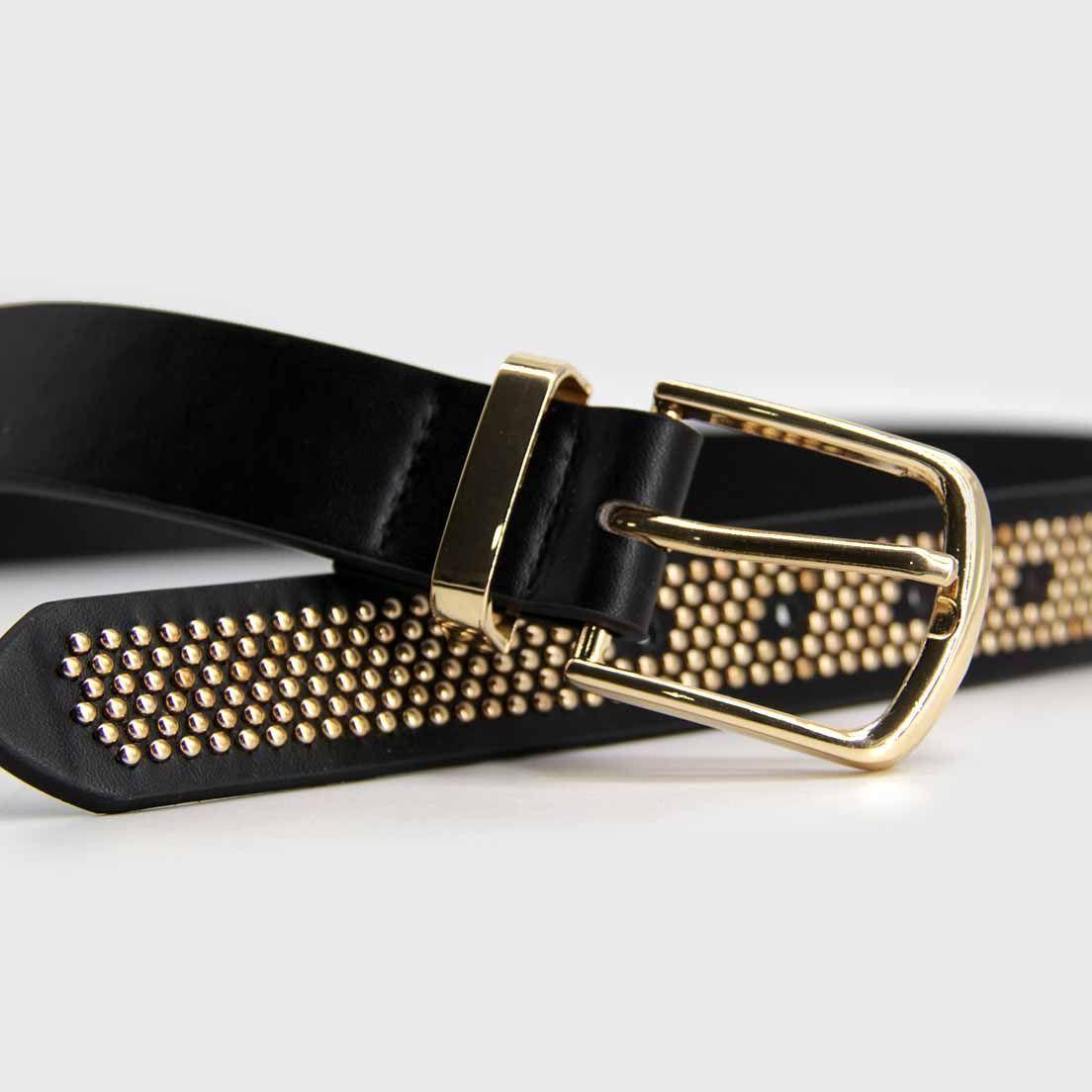 Cinturón mujer negro con tachas dorada 0101NE-2