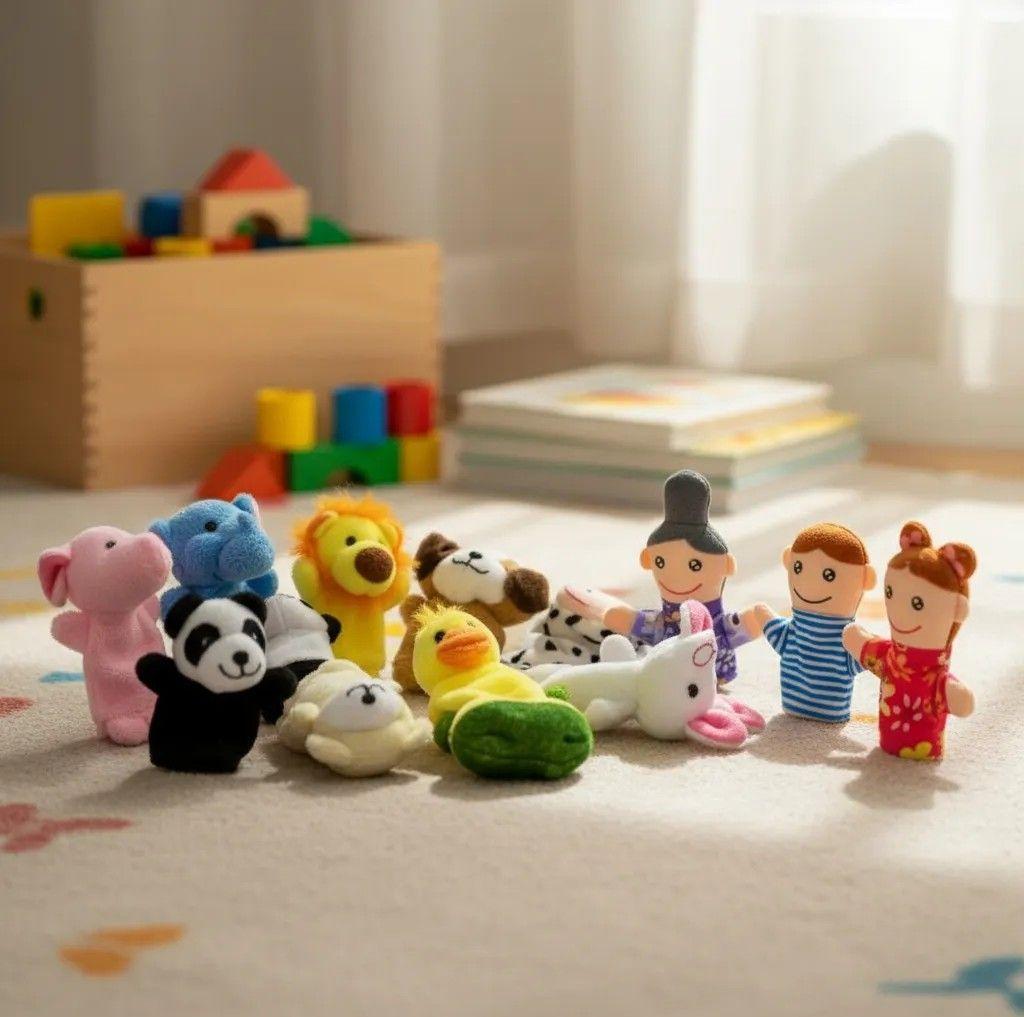 Títeres infantil para dedos 16 unidades animales/familia 00157-2