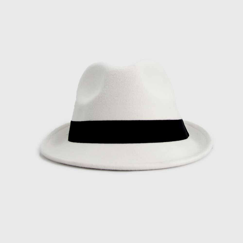 Sombrero fedora fieltro blanco 0087BL-0