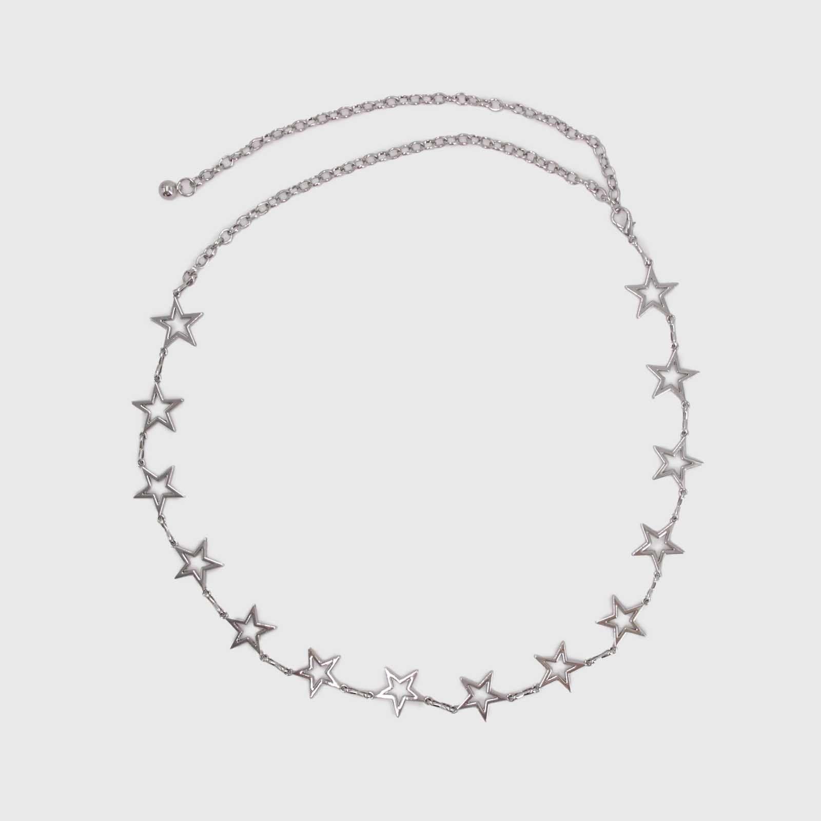 Cinturón de cadena plateado estrellas mujer 00265PL-0