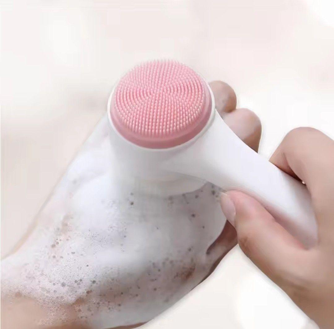 Cepillo de limpieza facial con silicona exfoliante rosado 00171RS-2