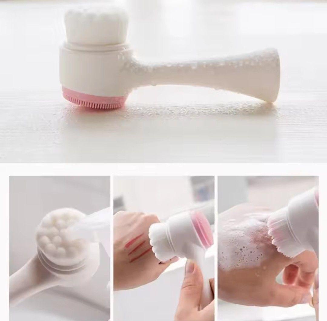 Cepillo de limpieza facial con silicona exfoliante rosado 00171RS-4