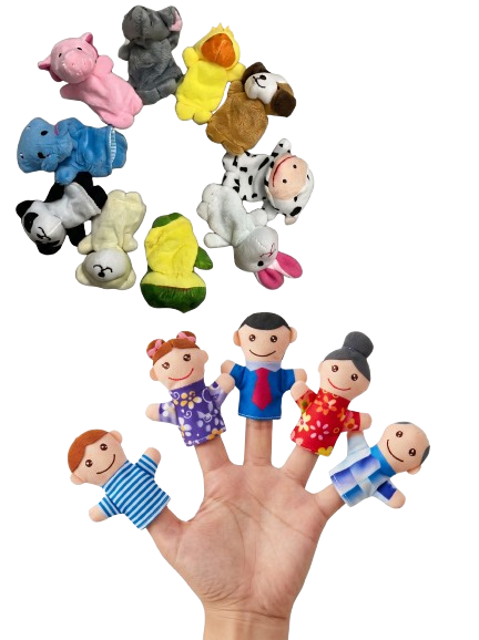 Títeres infantil para dedos 16 unidades animales/familia TE00157ANFA-0