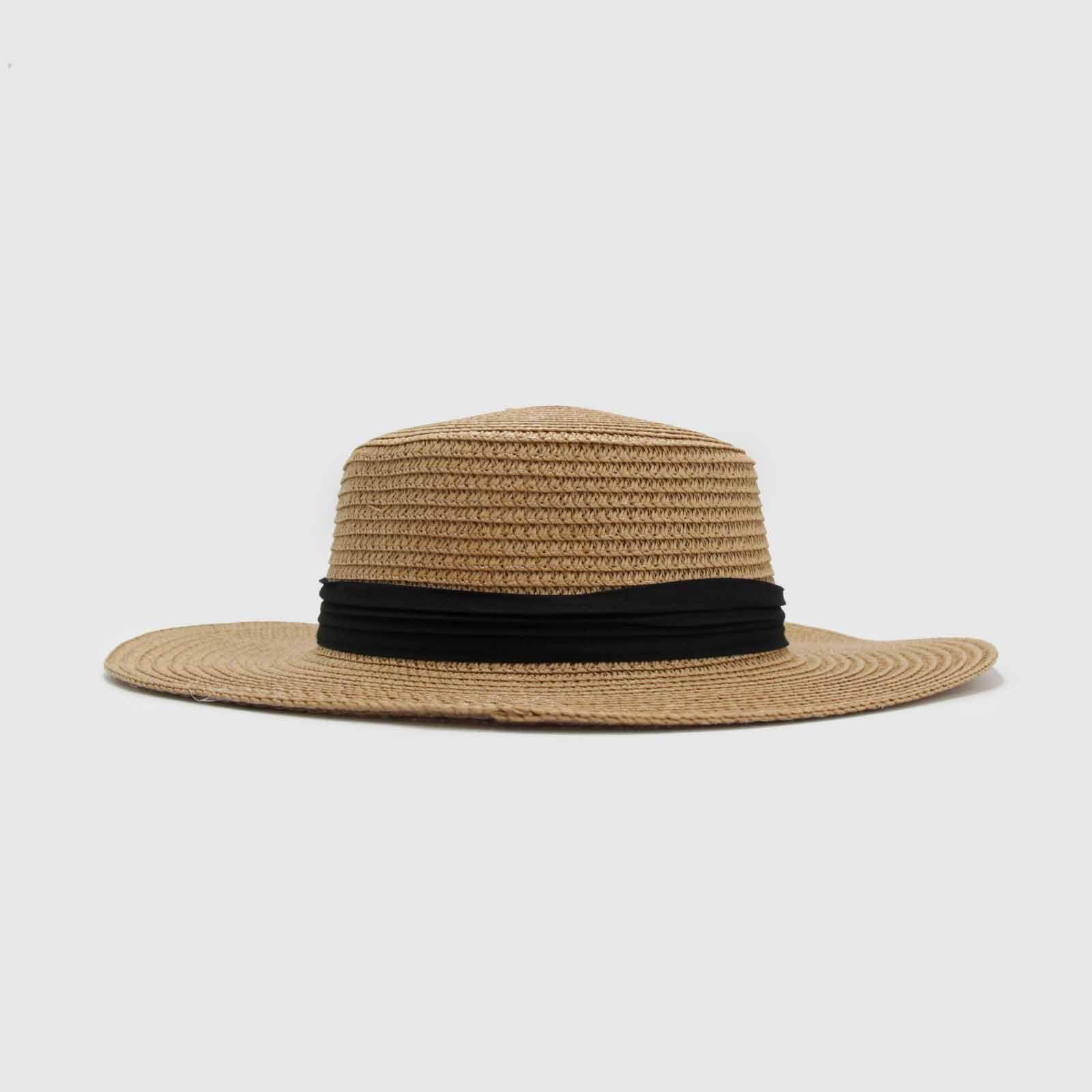 Sombrero rafia plano café 0078CA-0
