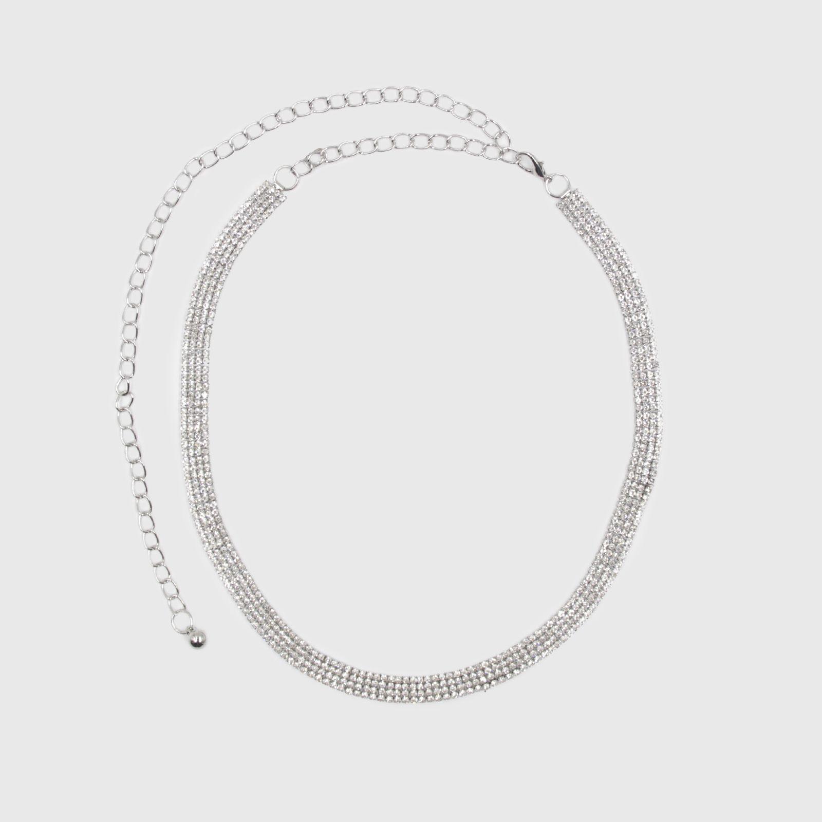 Cinturón de cadena plateado strass mujer 0094PL-0
