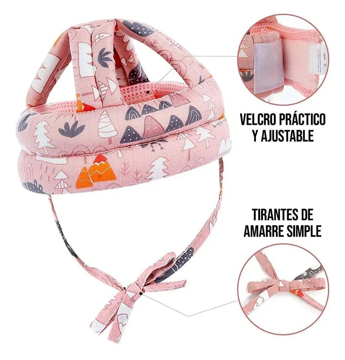 Casco gorro protector cabeza acolchado anti golpes bebé rosado 00235RS-5