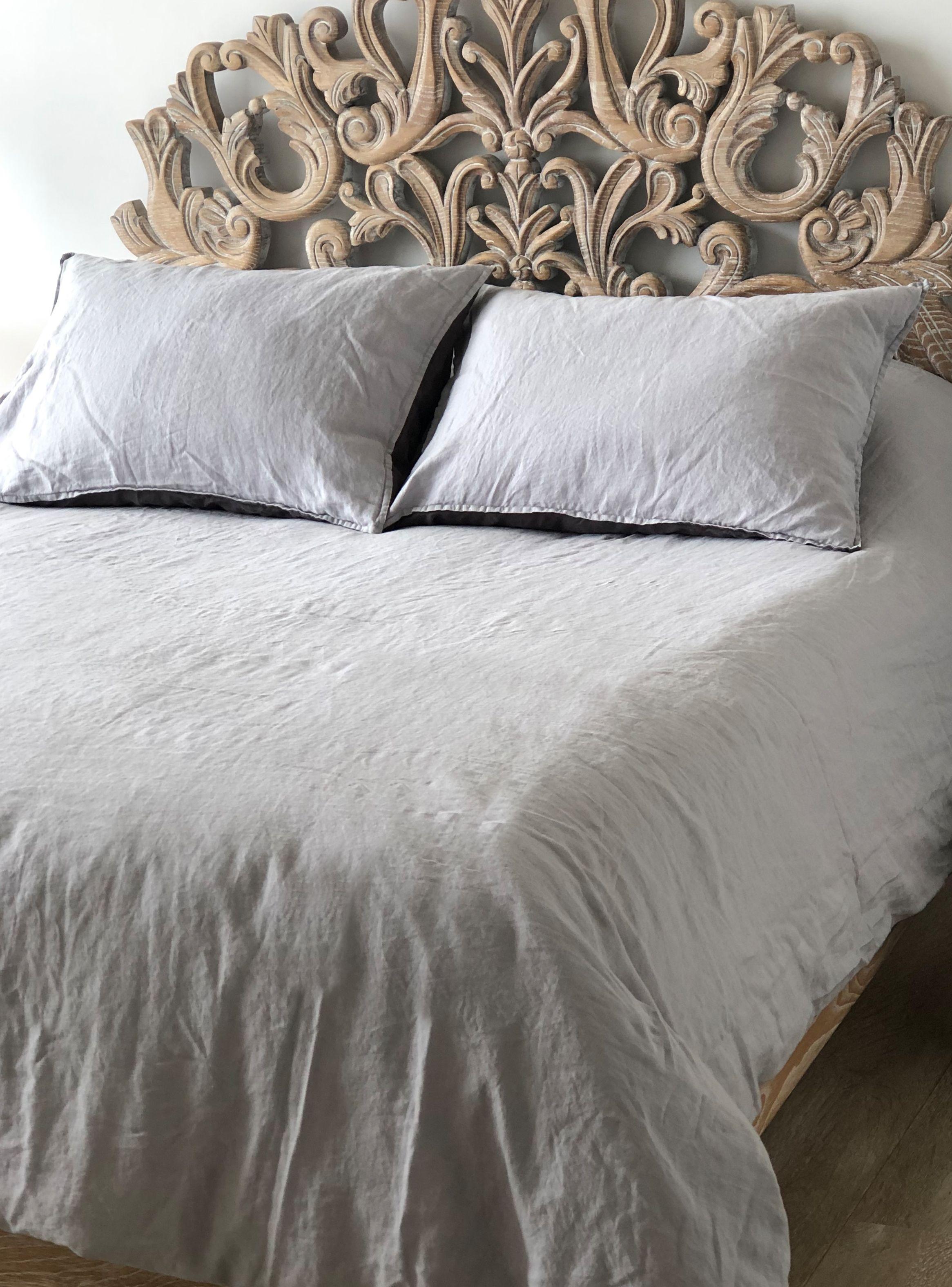 Set 2 Fundas de Almohada Lino - 50x90 cm - Gris Claro - Naturalino-2