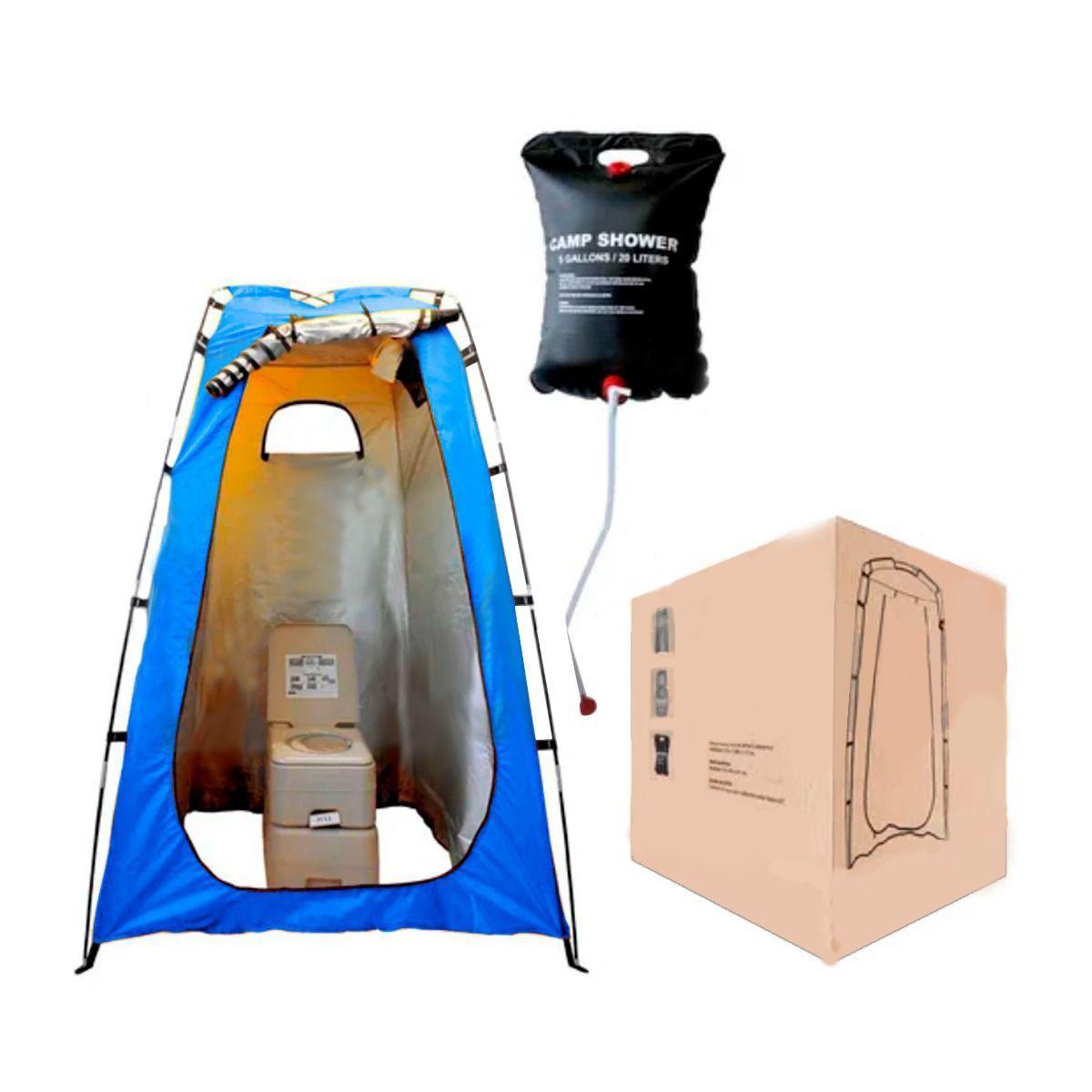 Kit Camping Baño Químico Portátil 20lt  Ducha Solar  Carpa-0