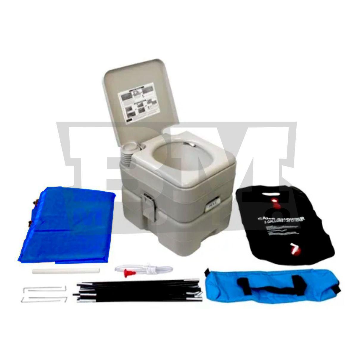 Kit Camping Baño Químico Portátil 20lt  Ducha Solar  Carpa-1