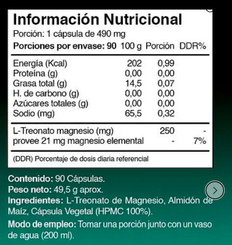 L Treonato De Magnesio Lf 180 Capsulas 250mg 2x90-1