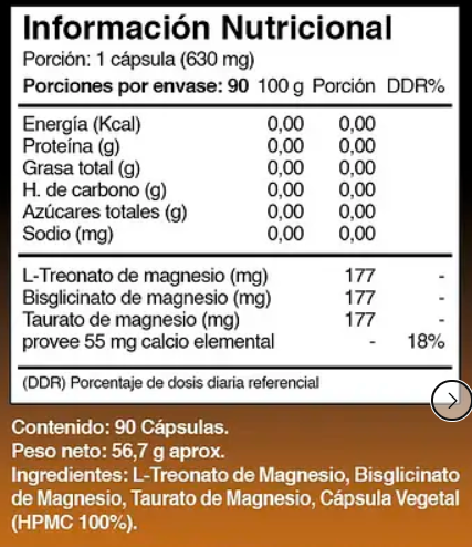 Triple Magnesio : Treonato + Bisglicinato + Taurato Lf 180 Caps 2x90-1