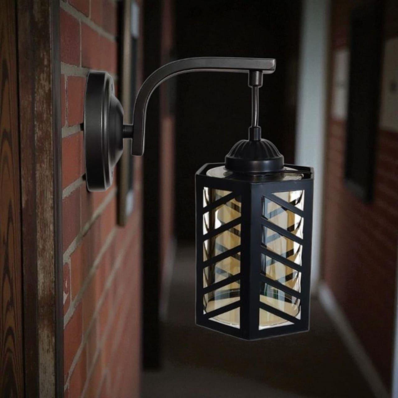 APLIQUE MODERNO HIERRO Y VIDRIO PORTA AMPOLLETA E27-2