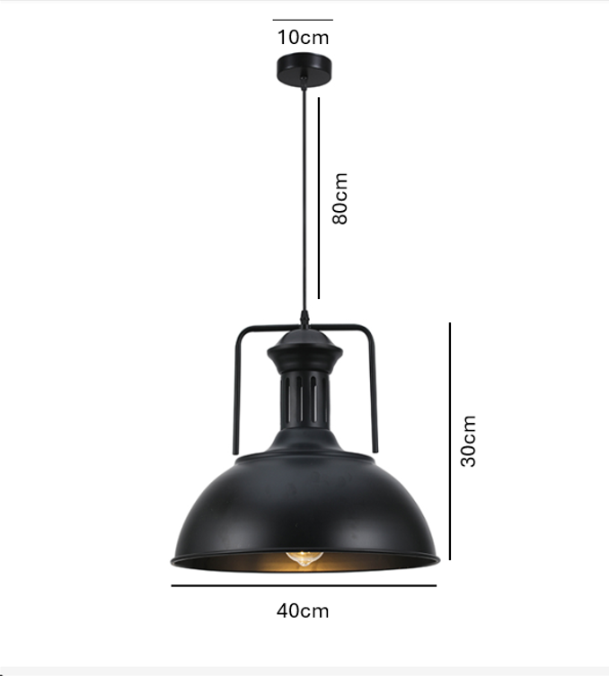 Lampara Colgante E27 Vintage Negra Industrial SEC-2