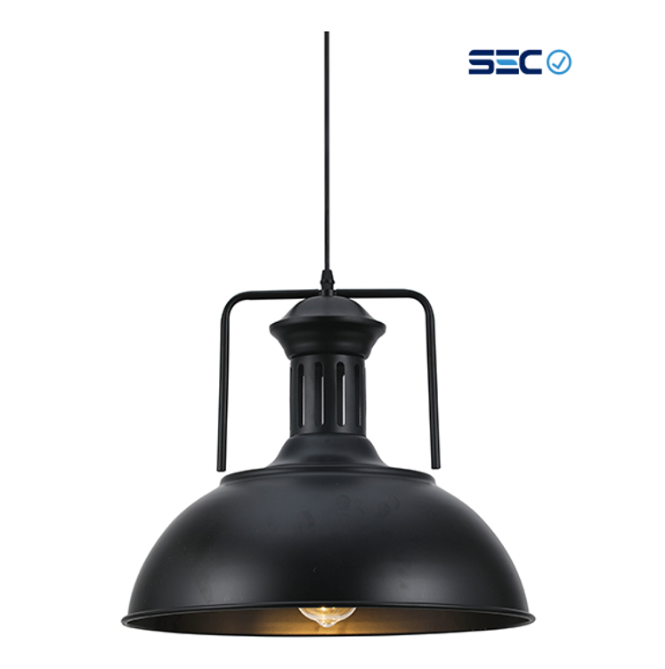 Lampara Colgante E27 Vintage Negra Industrial SEC-3