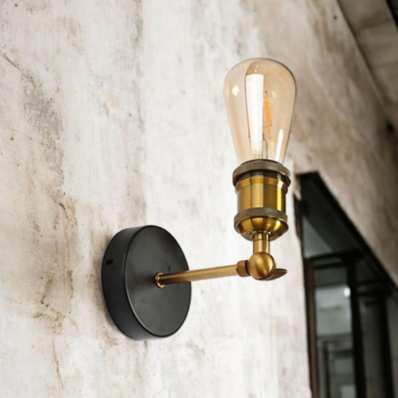 Aplique Lampara Foco Led Muro E27 Bronce Decoraci n Color Negro-3